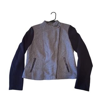 Banana Republic Colorblock Zip Up‎ Jacket Size Large Gray Black Wool Blend